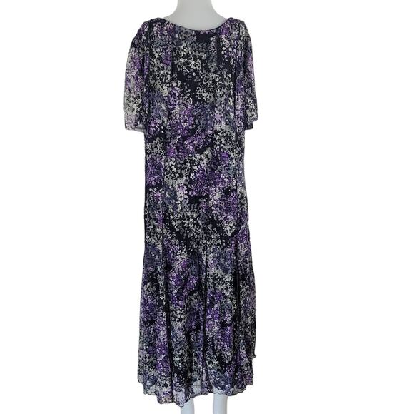 Maggie Barnes for Catherines Black/White/Purple Business Work Vacation Dress 1X - Picture 3 of 4